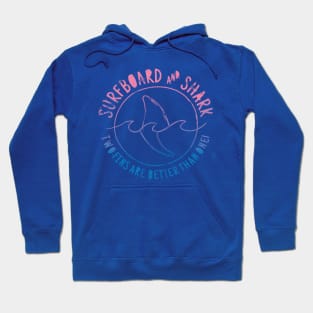 Surfboard And Shark Funny Summer Beach Hoodie